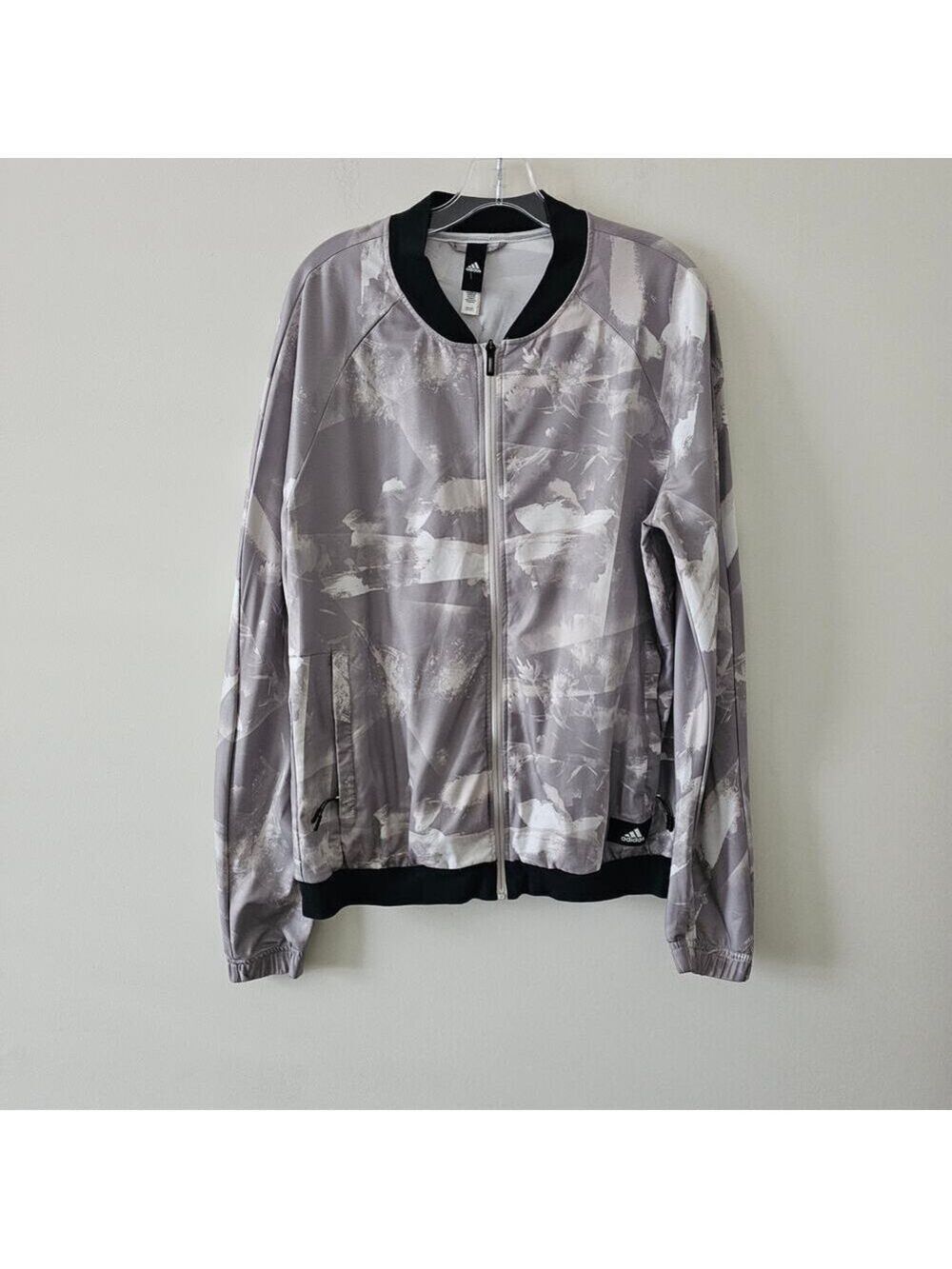 Adidas Men's Grey Zip up Bomber Windbreaker Jacket Size M